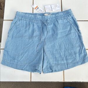 New Tommy Bahama Size S/P Chambray All Day HR Easy Short Lt Storm Wash Blue NWT